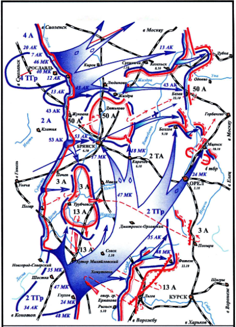 Общий ход боевых действий в полосе Брянскоro фронта с 30.9 по 23.10.1941 года